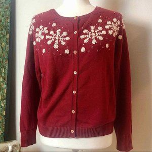 _Beautiful_ Soft Angora Embroidered Eddie Bauer Cardigan. Size Petite Large